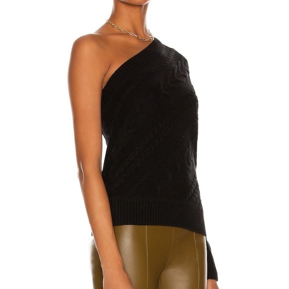 NWT L'agence Zoey cable knit merino wool black sweater - Picture 2 of 9